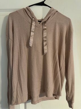 Maurices Ribbed Hooded Top in Blush Pink